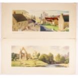Two unframed carriage prints, Bolton Abbey, Wharfdale, Yorkshire, by Frank Sherwin and Lastingham