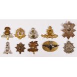 Ten cap badges to include the Parachute Regiment, and Scottish Borderers