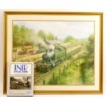 Don Breckon (1935-2013), Great Western Steam Train At Station, print, 70cm x 55cm, framed,