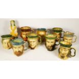 A collection of ten large Hull Kingston pottery character jugs.