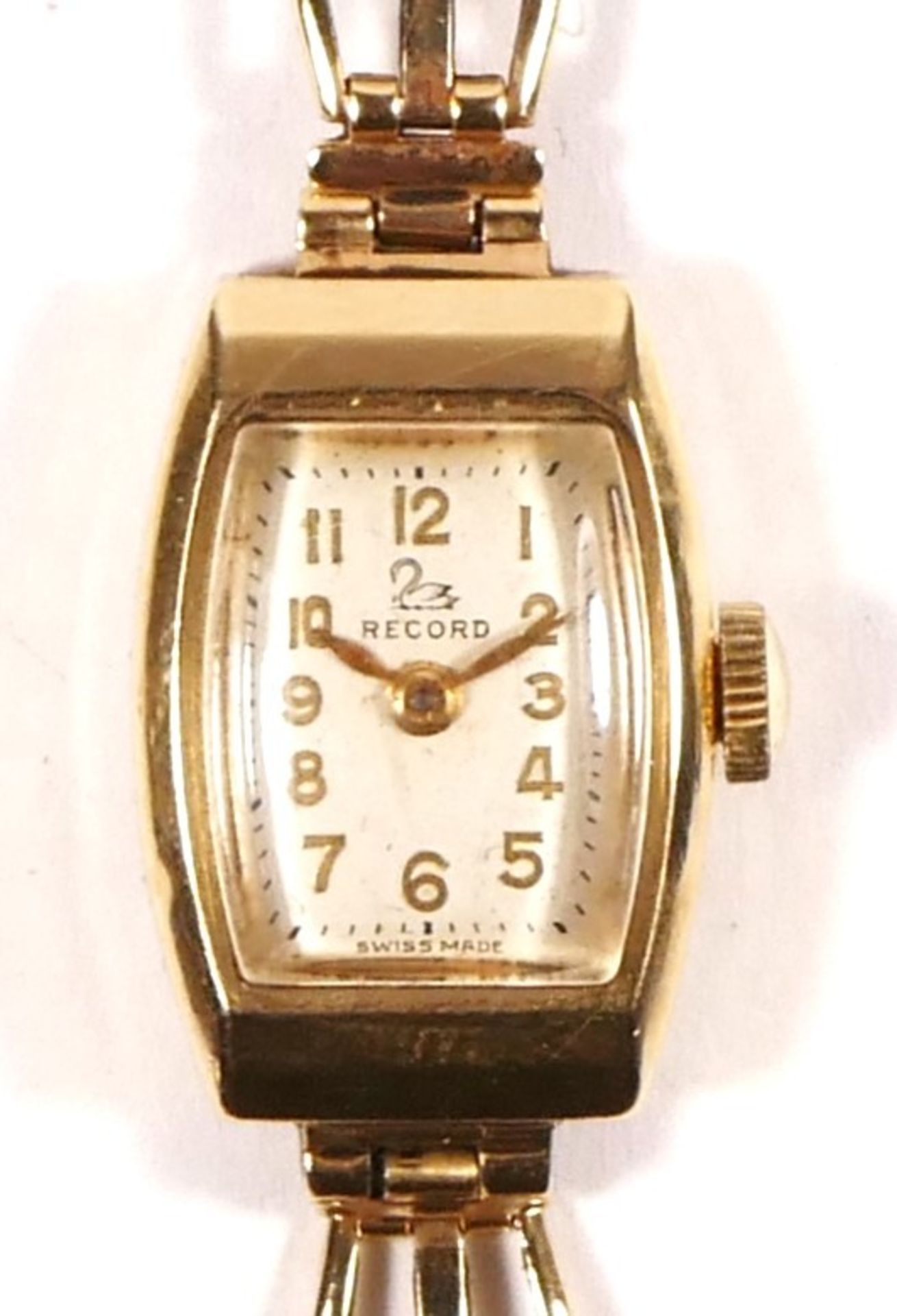 Record, a 9ct gold ladies manual wind wristwatch, London 1958, 15 jewel movement, working when