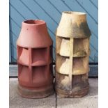 Two Edwardian terracotta chimney pots. 70cm/62cm tall.