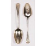 A George III silver pair of Old English table spoons, London 1802, 132gm