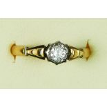 An 18ct gold and plat single stone brilliant cut diamond ring, approximately 0.12cts, K, 2.3gm
