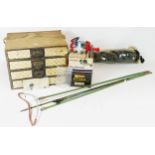 Fishing equipment to include, three fly fishing rods, three reels - a Garcia Mitchell 602AP (boxed),