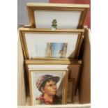 A collection of gilt framed pictures, to include landscape oils, watercolours and prints.