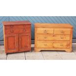 An Edwardian chest of drawers, having two short over two long graduated drawers with brass drop