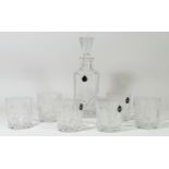 A cased Argyle Bohemia fine cut crystal whisky decanter set, comprising six whisky glasses and