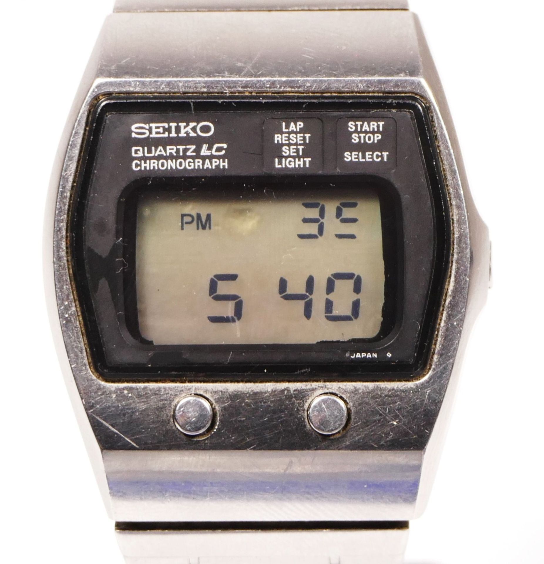 Seiko Quartz LC Chronograph gentleman's stainless steel wristwatch, model no. 0634-5009, the