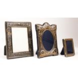 Three silver photograph frames, with cherubs, Sheffield 1992, 13 x 10cm, another Sheffield 1991