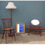 A Victorian plate glass gilt framed wall mirror, 62x51cm, together with an oak swivel dressing table