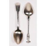 A pair of George IV silver fiddle pattern table spoons, London 1825, 140gm