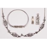 A silver Celtic style necklace, bracelet and two pendants, 24gm.