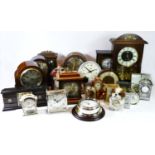 A collection of early 20th century and later mantel clocks, having manual wind and later quartz