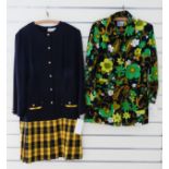 Vintage dresses (2) 1. Shubette black/green/floral, L 31", W 30", chest 36". 2. St. Michael/M&S