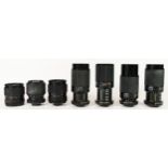 Seven Tamron lenses, to include a 28mm-70mm (x2), a 80mm-120mm (x4) and a 70mm-210mm