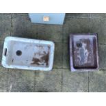 Two early 20th century reclaimed belfast enamelled stoneware sinks. 69x43cm.