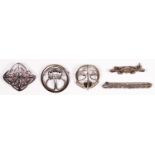 Five silver Celtic brooches, 24gm
