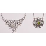 Two silver and gemstone set necklaces, 32gm