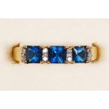 A 9ct gold blue topaz and diamond ring, N, 2.2gm