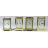 A Bayard of France carriage clock, eight day, brass case, white dial with both Roman numerals and