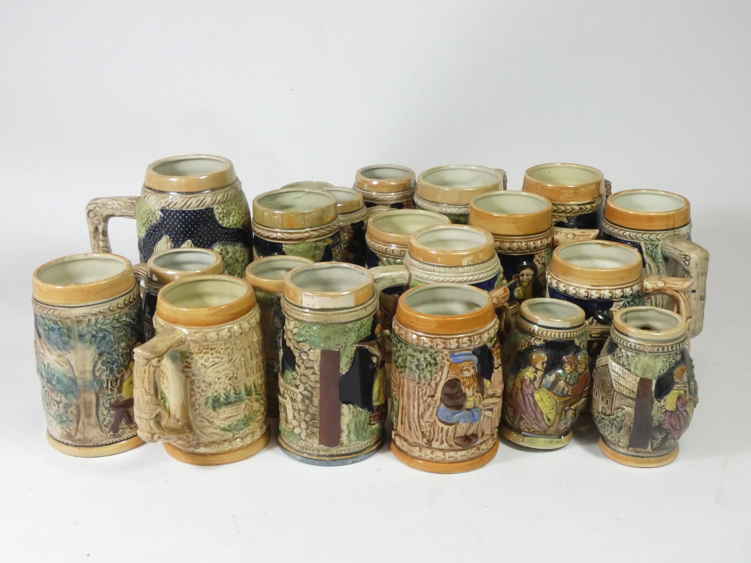 A collection of Bavarian steins and tankards