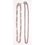 Two silver T bar necklaces, 87gm