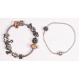 Pandora, two silver charm bracelets, 59gm