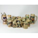 A collection of Bavarian steins and tankards