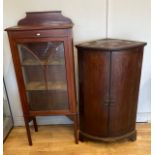 A Victorian mahogany bow fronted freestanding corner cabinet, H102, W69cm, together with an