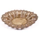 A Victorian oval bon bon dish, Sheffield 1898, with embossed and pierced decoration, 18 x 11.5cm,