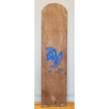 A 1970s surfing bodyboard by Bilbo, retailed by Surf Shop of Newquay, 122cm long.