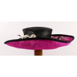 Hat - Jaques Vert, pink/black brimmed hat. Races, wedding event. Boxed.