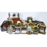 A collection of mid 20th century and later mantel clocks, carriage clocks, and alarm clocks to