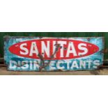 A vitreous enamel single sided sign, Sanitas disinfectants, 182cm x 31cm