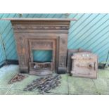 A Late 19th century cast iron fireplace, having stylised foliate decoration, overall size H119,