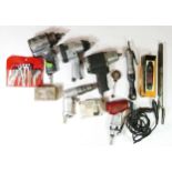 A collection of air tools, to include a blue point driver, a Tooltec driver, a GP drill and