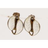 David Anderson, Norway, a silver gilt and white enamel pair of ear clips, signed, 3.2gm