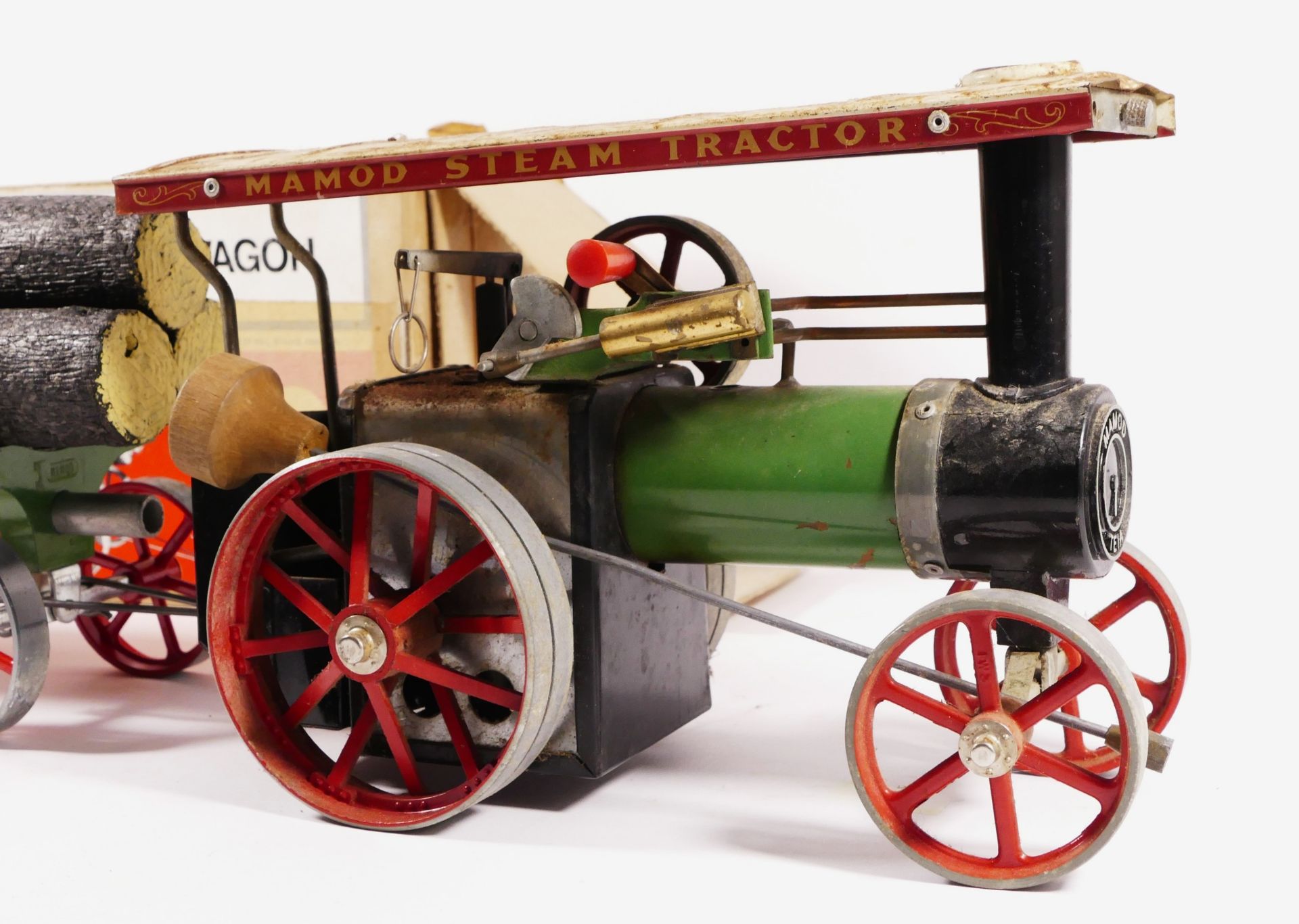 A Mamod live steam tractor, together with a Mamod lumber wagon (boxed) (2) - Image 2 of 5