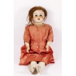 A 19th century French Jumeau/S.F.B.J. bisque head doll, mould 60, with brown hair, sleeping eyes,