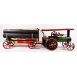 A Mamod live steam tractor, together with a Mamod lumber wagon (boxed) (2)