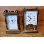 A French 8 day brass carriage clock, together with a German made example, each 12cm tall. (2)