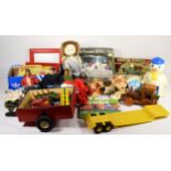 A collection of playworn diecast models, together with Mcdonalds and other children's toys and