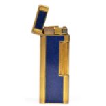 Dunhill, a gilt metal and blue lacquer Rollagas lighter.