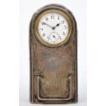 A silver mounted calendar/desk clock, Chester, c.1910, lacking calendar cards, 10.5cm