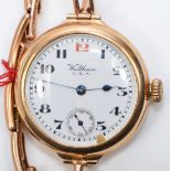 Waltham, a 9ct rose gold manual wind large wristwatch, Birmingham 1924, 28mm, gold expanding