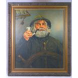 Kim Benson - oil on canvas, depicting a sea captain, signed lower right, gilt frame. 75x64 cm.