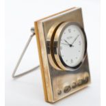 R.J. Carr, a silver cased quartz desk clock, prominent hallmarks, Sheffield 2000, Millennium