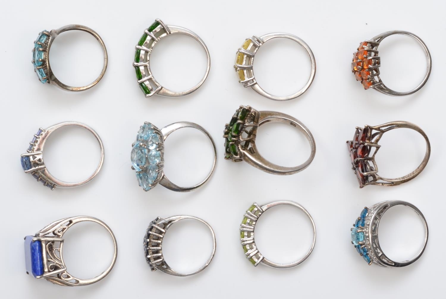 A collection of twelve silver gemset ring, various sizes, 47gm - Image 2 of 2