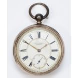 Thomas Thomas, Cardigan, a silver key wind fusee open face pocket watch, Chester 1891, the signed